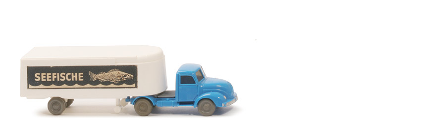 Magirus S 3500 Alter Kühlsattelzug - Seefische alt - ZM himmelblau, Aufl. weiß - 520/16 ?