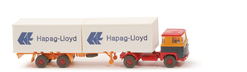 Scania 111 Container-Sattelzug - Hapag-Lloyd melonengelb / stahlblau / rot - Hapag-Lloyd 9a