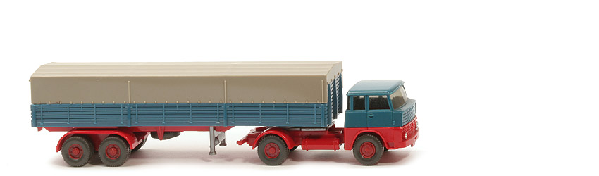 Henschel HS 14 Pritschen Sattelzug - Bolzen stark - rot / rot / rot - 514/7a