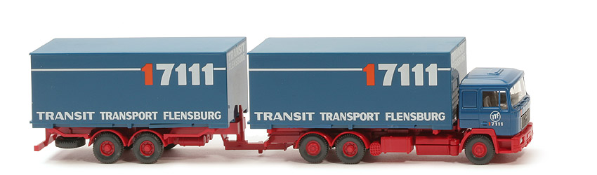 MAN F 90 Wechselkoffer-Lastzug - Transit Transport Flensburg, Tandem-Anhänger - 599/2