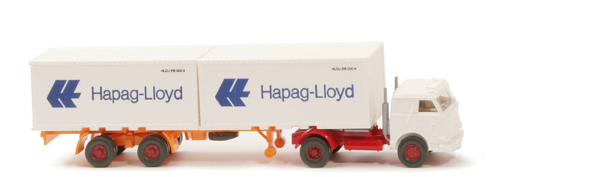 US-Zugmaschine Container-Sattelzug - Hapag-Lloyd 2 x 20 ft , 2-achsig, weiß - Hapag-Lloyd 10 ~