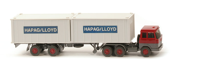 Hanomag-Henschel Container-Sattelzug - Hapag-Lloyd 2 x 20 ft  altweiß, FH hellbraunrot/basaltgrau  - Hapag-Lloyd 4z5 ~