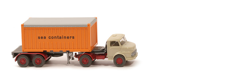 MB LS 1413 Container-Sattelzug 20 ft - sea containers OT, FH hellgelbgrau - 526/4c