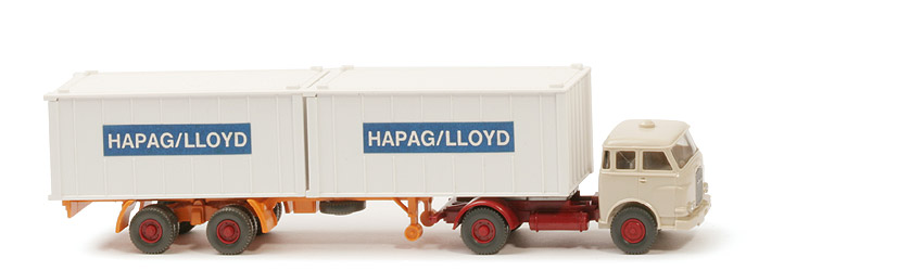 MAN 10.230 Container-Sattelzug HL - FH hellelfenbein, CH hellbraunrot, Aufl. gelborange, KöBo groß - Hapag-Lloyd 1b