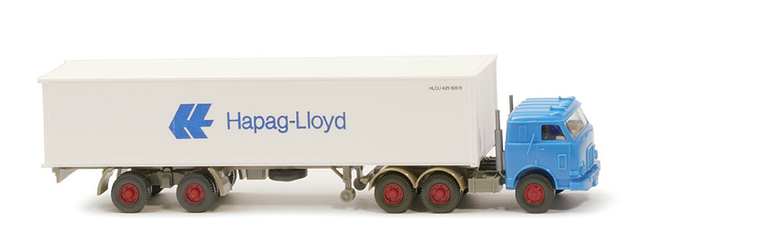 US-Zugmaschine Container-Sattelzug - Hapag-Lloyd 1 x 40 ft, Kabine signalblau - Hapag-Lloyd 11 ?