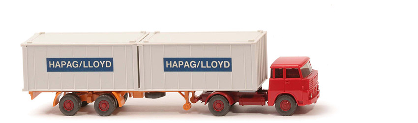 Henschel HS 14 Container-Sattelzug - Kabine rot, Bolzen stark - 523/1