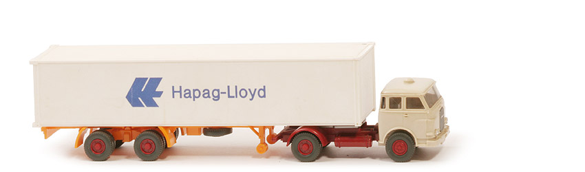 MAN 10.230 Container-Sattelzug HL - FH hellelfenbein, CH hellbraunrot, Aufl. glasiges hellorangegelb - Hapag-Lloyd 1b