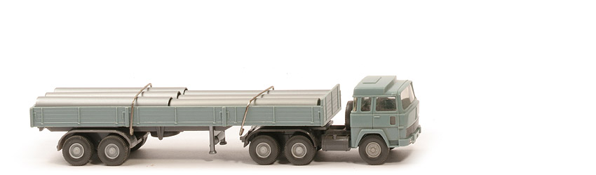 Magirus 235 D Röhrensattelzug - Aufbau grünblau, KoBo dünn, CH staubgrau - 518/14b