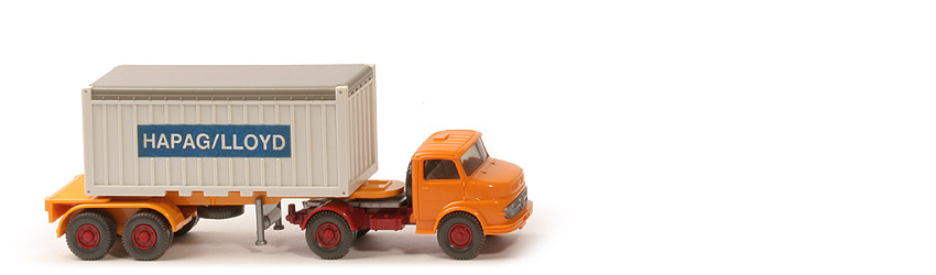 MB LS 1413 Container-Sattelzug 20 ft - Hapag-Lloyd OT, FH gelborange, Cont. altweiß - Hapag-Lloyd (1413) ?