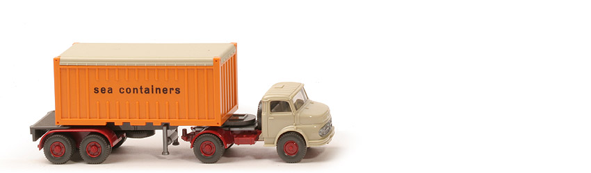 MB LS 1413 Container-Sattelzug 20 ft - sea containers OT, FH hellgelbgrau - 526/4c