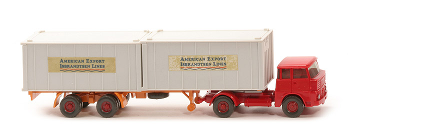 Henschel HS 14 Container-Sattelzug - AMERICAN EXPORT ..., 2 x 20 ft altweiß, KöBo stark - American Export