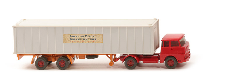 Henschel HS 14 Container-Sattelzug - AMERICAN EXPORT ..., 1 x 40 ft altweiß, KöBo dünn - American Export