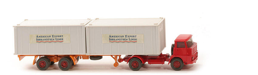 Henschel HS 16 Container-Sattelzug - AMERICAN EXPORT ..., 2 x 20 ft altweiß, KöBo stark - American Export