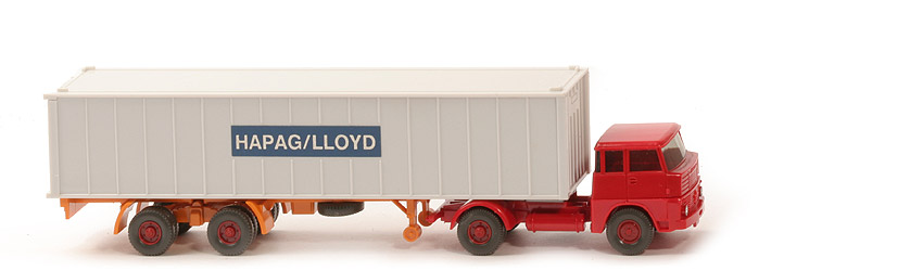 Henschel HS 14 Container-Sattelzug - Kabine rot, Bolzen stark - 523/1 ~