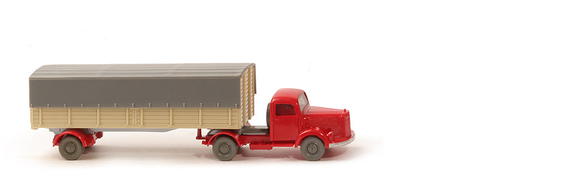 MB L 3500 S Alter Pritschen-Sattelzug - ZM rot mit Blinkern, Aufl. grünbeige - 510/4b