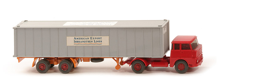 Henschel HS 14 Container-Sattelzug - AMERICAN EXPORT ..., 1 x 40 ft silbergrau, KöBo stark - American Export