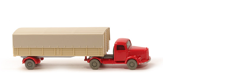 MB L 3500 S Alter Pritschen-Sattelzug - ZM rot, Aufl. grünbeige - 510/3b