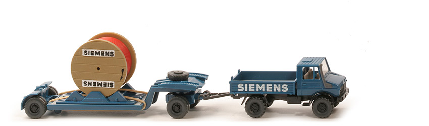 Unimog U 1700 Tiefladezug - Siemens - Kabel orangerot - Siemens (16) a