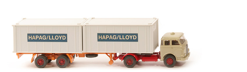 MAN 10.230 Container-Sattelzug HL - FH hellgelbgrau, CH rot, Aufl. gelborange, KöBo groß - Hapag-Lloyd ?