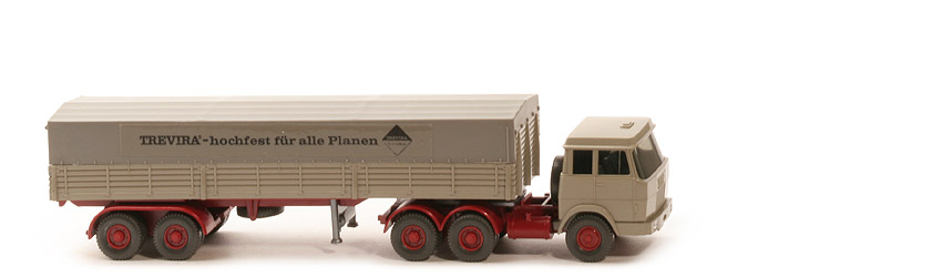 Hanomag Henschel Pritschen-Sattelzug - Trevira deutsch, FH olivgrau/olivgrau, PR olivgrau - Trevira ~