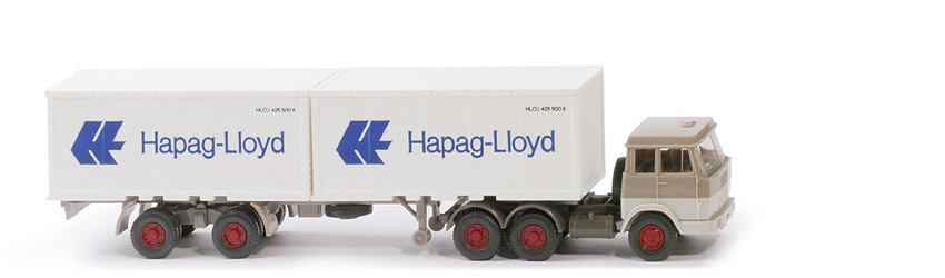 Hanomag-Henschel Container-Sattelzug - Hapag-Lloyd 2 x 20 ft , graubeige/grauweiß FEHLDRUCK - 521/14a