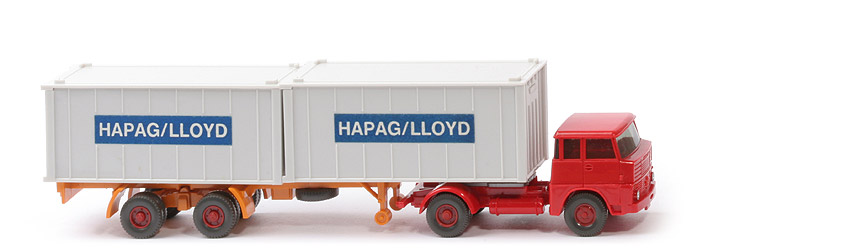 Henschel HS 14 Container-Sattelzug - Kabine rot, Bolzen stark - 523/1