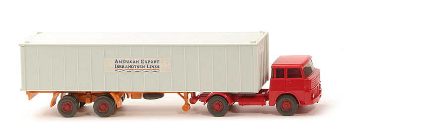 Henschel HS 14 Container-Sattelzug - AMERICAN EXPORT ..., 1 x 40 ft papyrusweiß, KöBo dünn - American Export