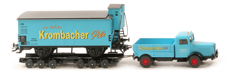 Büssing 8000 Typ 3, Straßenroller (2002) - Krombacher, Märklin, Güterwagen ohne Förster - nicht erfasst