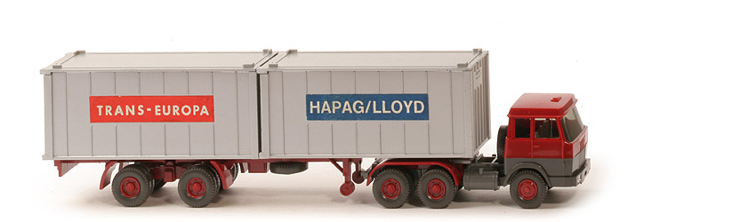 Hanomag-Henschel Container-Sattelzug - Vorserie: Hapag-Lloyd 2 x 20 ft , hellbraunrot/anthrazit - 521/5 Vorserie