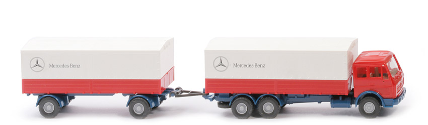 MB 1632 Fernlastzug 3/2 - Mercedes-Benz orangerot, Planen weiß - nicht erfasst