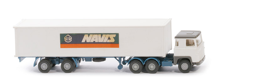 Scania 111  Container-Sattelzug - Navis, Papieraufkleber "NAVIS" - nicht erfasst