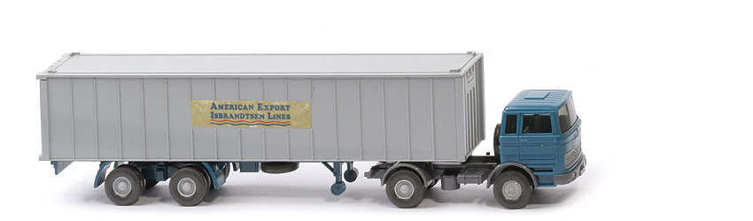 MB LPS 1620 Container-Sattelzug I - AMERICAN EXPORT azurblau / staubgrau - 523/5b