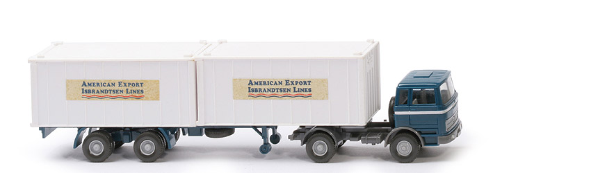 MB LPS 1620 Container-Sattelzug I - AMERICAN EXPORT ozeanblau / staubgrau - 523/5b