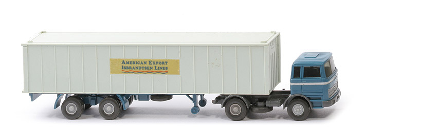 MB LPS 1620 Container-Sattelzug I - AMERICAN EXPORT hellazurblau / staubgrau - 523/5e