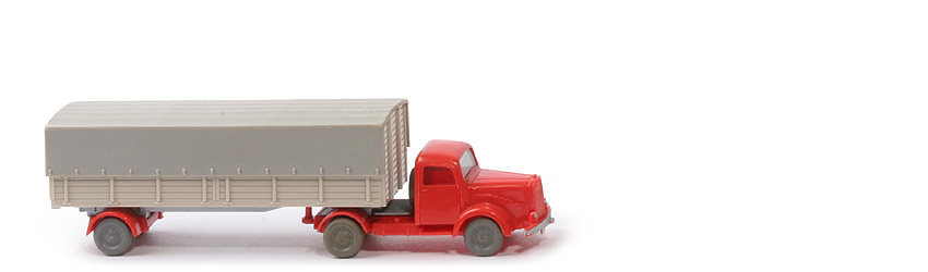 MB L 5000 S Alter Pritschen-Sattelzug - ZM orangerot, Aufl. ca. hellelfenbein - 510/5f