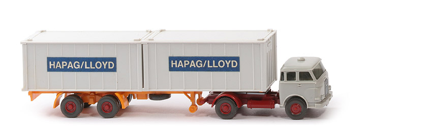 MAN 10.230 Container-Sattelzug HL - FH achatgrau, CH hellbraunrot, Aufl. glasiges hellorangegelb, KöBo groß - Hapag-Lloyd 1a
