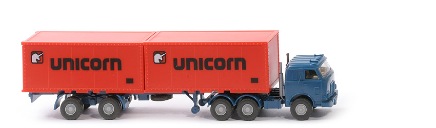 US-Zugmaschine Container-Sattelzug - Unicorn, azurblau - Unicorn A