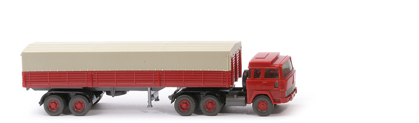 Magirus 235 D Pritschen-Sattelzug - Aufbau hellbraunrot, DAA Klemmplatte, KöBo stark - 516/4a