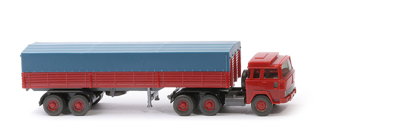 Magirus 235 D Pritschen-Sattelzug - Aufbau hellbraunrot, DAA Klemmplatte, KöBo stark - 516/4a