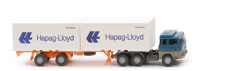 Magirus 235 D Container-Sattelzug - Hapag-Lloyd 2 x 20 ft, azurblau / olivgrau - Hapag-Lloyd 2 ?