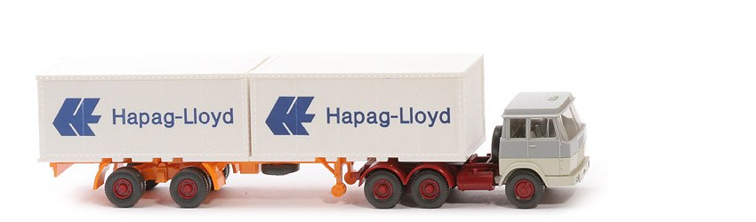 Hanomag-Henschel Container-Sattelzug - Hapag-Lloyd 2 x 20 ft , silbergrau/grauweiß mit "ect" Beilage - Hapag-Lloyd 4 ?