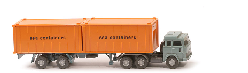 Magirus 235 D Container-Sattelzug - sea containers, 2 x 20 ft , Cont. gelborange - sea containers