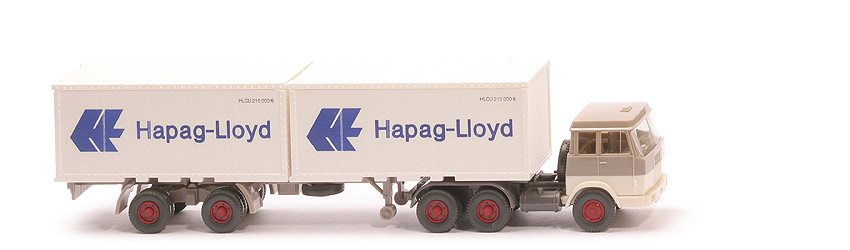 Hanomag-Henschel Container-Sattelzug - Hapag-Lloyd 2 x 20 ft , graubeige/cremeweiß - Hapag-Lloyd 4 ?