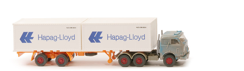 US-Zugmaschine Container-Sattelzug - Hapag-Lloyd 2 x 20 ft , Kabine graubeige/blau meliert - Hapag-Lloyd 11 ?