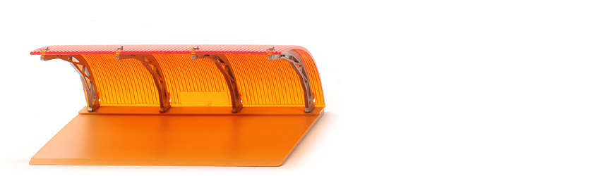 Parkhalle - Dach ca. gelborange, Bodenplatte senfgelb - 1150/1a