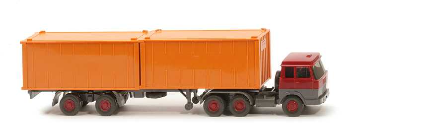 Hanomag-Henschel Container-Sattelzug - FH hellbraunrot/basaltgrau,  unbeschriftet, 2 x 20 ft ,  - 521/5 ~