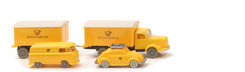 Geschenkpackung Post - VW Käfer, VW T1 Kasten, Mercedes 3500 mit Anhänger - 2100/2c