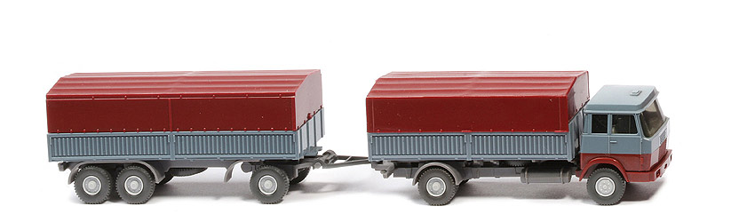 Hanomag-Henschel Stahlpritschen-Lastzug - graublau / braunrot - 410/8 ?